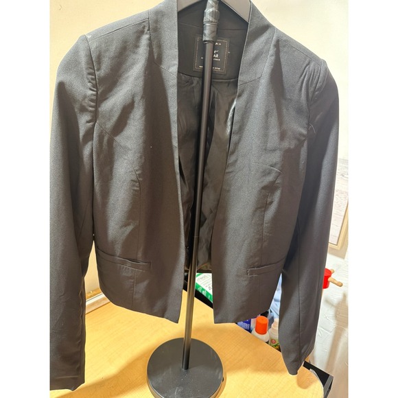 Cotton On Jackets & Blazers - Cotton On Outerwear Black Open Front Cropped Blazer Jacket Small Collarless